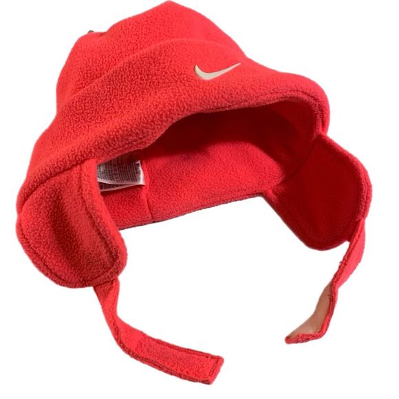 NIKE Toddler Fleece Hat Red Ear Covers Chin Strap. - Picture 2 of 6